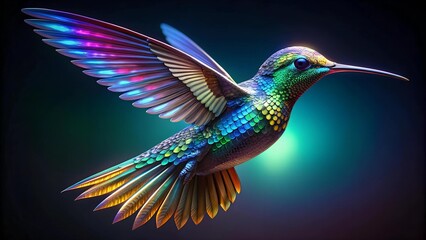 Fototapeta premium Cybernetic Hummingbird: A Symphony of Iridescent Wings generative AI
