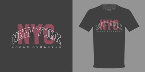 Vector illustration. BROOKLYN NEW YORK Vintage Athletic logo t-shirt. Retro minimalist fashion t-shirt design. Original Athletic Department. College league typography print