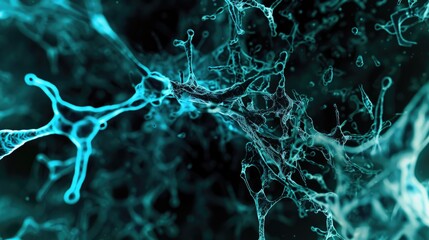 Microscopic Background. Micro Human Bone Scan. Modern Pattern. Black Microscopy Universe. Blue Biotechnology Artwork. Molecular Splash With Space Effect. Turquoise Microscopic Background.