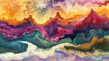 Vibrant watercolor texture art with colorful paint splashes