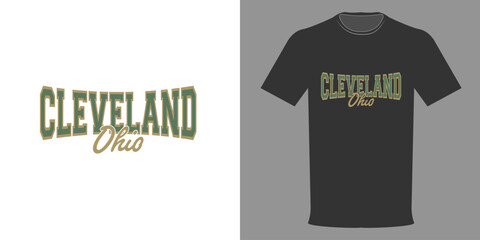 Vector illustration. CLEVELAND OHIO logo t-shirt. Retro minimalist fashion t-shirt design. Original Athletic Department. College league typography print
