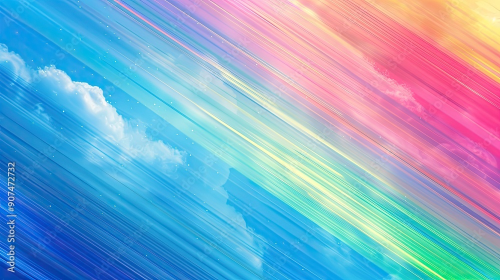 Wall mural rainbow sky blue background