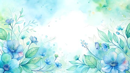 Watercolor Bloom: A Serene Symphony of Blues and Greens  AI Generated