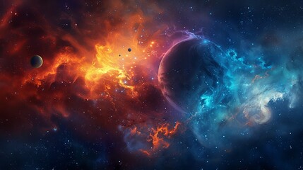 Obraz premium Celestial canvas of stardust and cosmic light, painted with nebula dreams