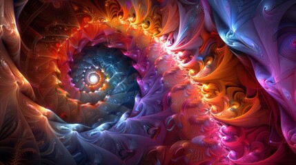 Dynamic fractal burst wallpaper with swirling color patterns and intricate shapes