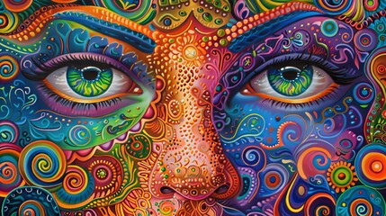 Vibrant peacock feather close-up transformed into intricate paisley pattern, seamless vector design with floral elements