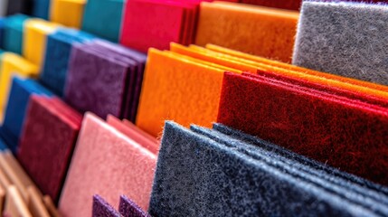 Samples of acoustic polyester material in different colors.