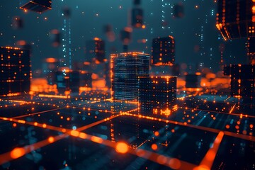 Fototapeta premium A futuristic cube network patterns Abstract digital data cube in technology future 