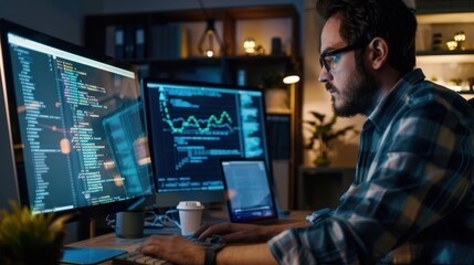 The programmer coding at night