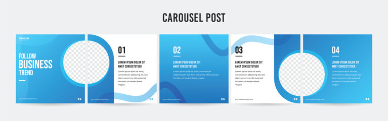 Set of minimalist business carousel post, Customize social media template design, Instagram and Linkedin carousel post, template eps 10.	