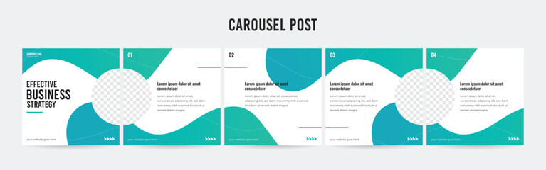 Set of minimalist business carousel post, Customize social media template design, Instagram and Linkedin carousel post, template eps 10. © Design