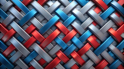 Interwoven Geometric Symphony: A Tapestry of Red, Blue, and Gray  AI Generated