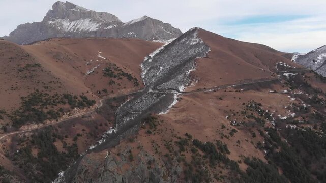 Caucasus, North Ossetia. Alagir gorge. Spurs of Mount Kariukhokh.