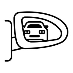 Car mirror icon in linear style 