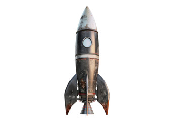 vintage space rocket isolated on transparent background.