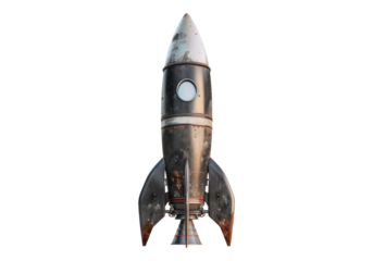 vintage space rocket isolated on transparent background.