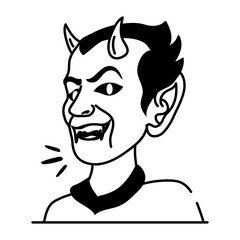 A satan character in glyph style 