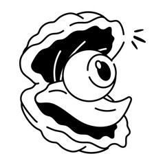 Dead eye in a shell, a glyph style icon 