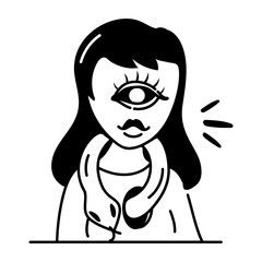 A glyph style icon of cyclops girl 