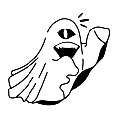 A flat style icon of a ghost 
