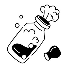 Potion bottle icon in doodle style 