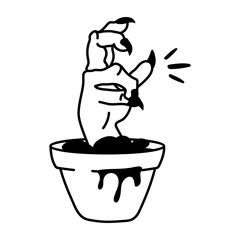 A sketchy style icon of horror hand 