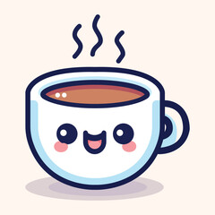 Christmas kawaii coffee cup flat icon