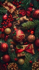 Fototapeta premium Festive Christmas Ornaments and Gifts.