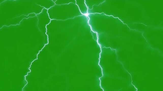With each strike the lightning bolts seemed to grow stronger illuminating the sky with a fiery intensity. Green screen chromakey
