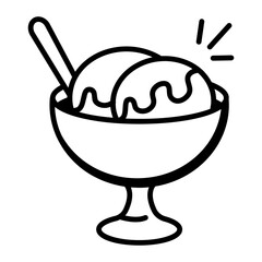 Hand drawn icon of ice cream bowl 