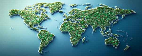 A world map with green markers indicating carbon credit projects, Global carbon credit growth, sustainability