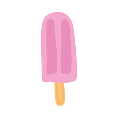 A simple, hand-drawn illustration of a pink popsicle on a wooden stick. The minimalist design showcases a cool, refreshing frozen treat, perfect for summer-themed projects or food-related content.