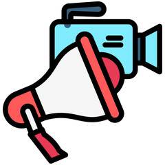 Megaphone lineal multi color, related to movie and cinema theme. Use for modern concept, UI or UX kit, web and app development.