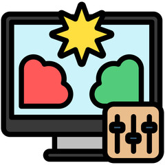 Special Effects lineal multi color, related to movie and cinema theme. Use for modern concept, UI or UX kit, web and app development.