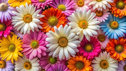 A Burst of Color: A Top View of a Vibrant Daisy Cluster  Generative AI