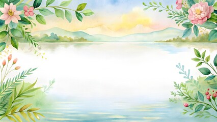 A Serene Watercolor Invitation to a Tranquil Gathering  Generative AI