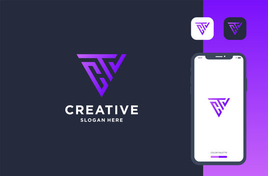 combination of letter c t v logo design