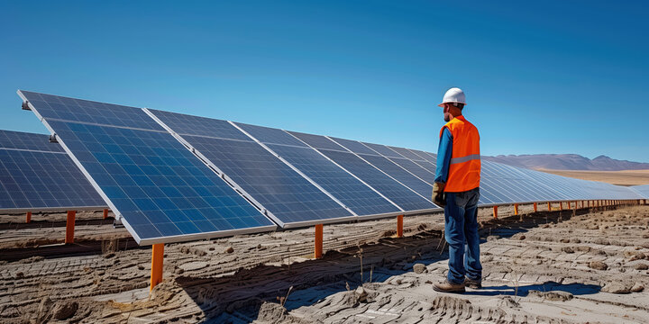 An engineer with a solar panel installation