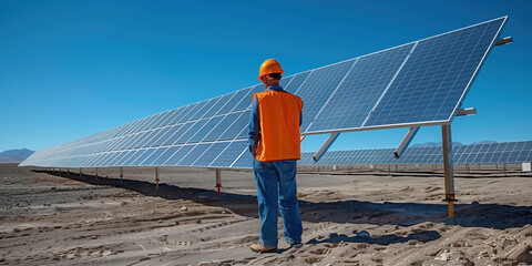 An engineer with a solar panel installation