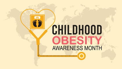 National Childhood Obesity Awareness Month is observed every year on September.Holiday concept background, placard, banner design template Vector illustration background design.