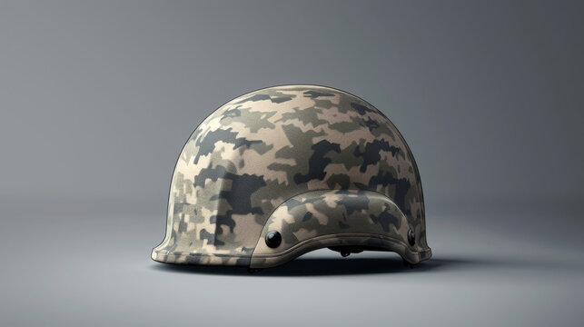 A helmet with camouflage print on it