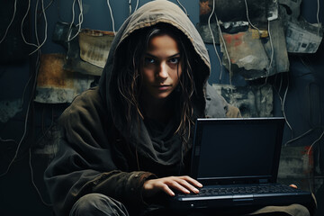 Programmer hacker, internet digital technology data cyber security concept.