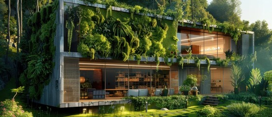 Fototapeta premium A house with a lot of greenery on it