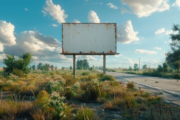 Rusty Billboard on a Country Road.