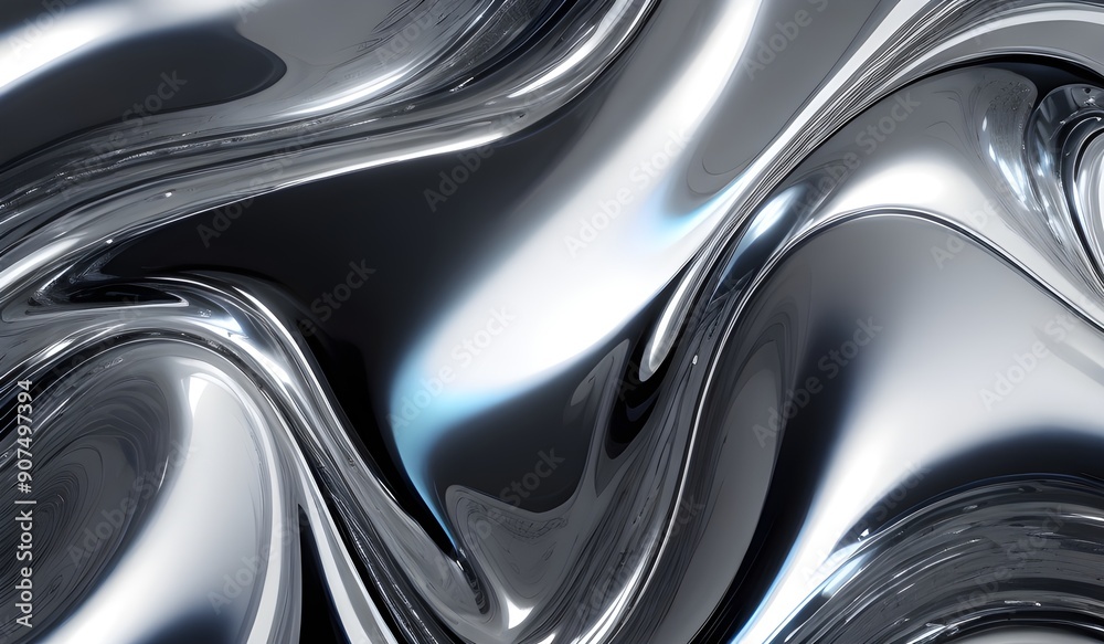 Sticker holographic sleek silver metallic surface with smooth curves. high-resolution modern and elegant des