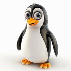 Fototapeta premium Cartoon funny penguin animal white and black mascot