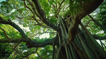 Fototapeta premium Majestic 500-Year-Old Banyan Tree. Generative AI