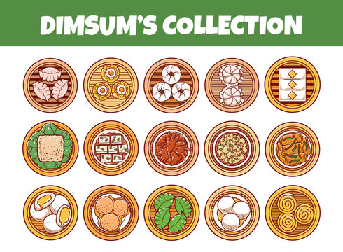 Dimsum foods vector illustration set