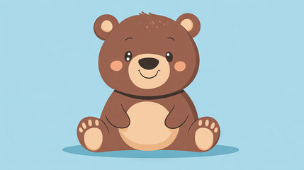 Obraz premium Adorable bear drawing, ideal for kids and animal-themed projects - Simple flat vector artwork