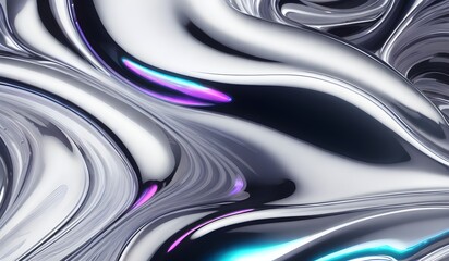 Obraz premium Holographic sleek silver metallic surface with smooth curves. high-resolution modern and elegant design for digital art and backgrounds